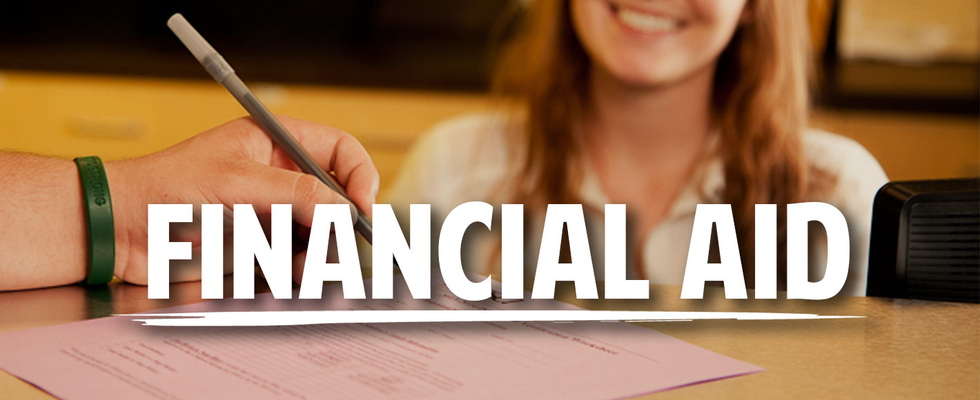Financial Aid Banner, image of someone filling out an application for a student
